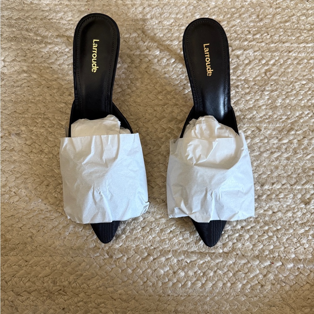 Larroude Black Elegant Mini Elle Mules - Picture 2 of 6